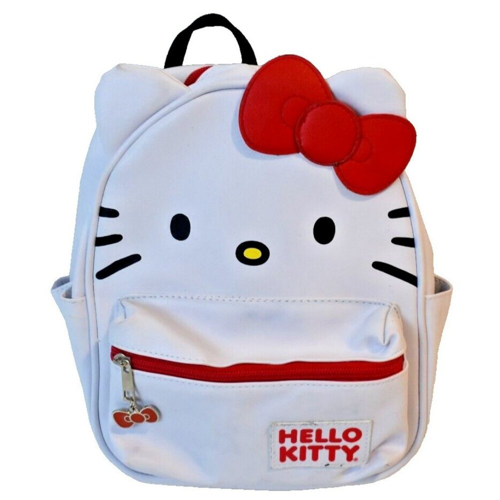 Cute Hello Kitty Signature Backpack light waterproof White Faux Leather